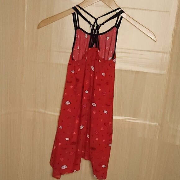 Calvin Klein Jeans Red Strappy A Line Lip Print Dress 7 - Picture 2 of 7